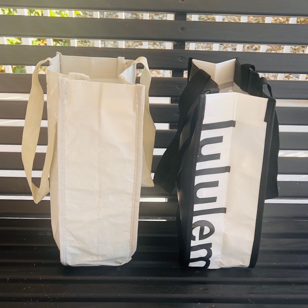 lululemon athletica White and Black Tote Bags